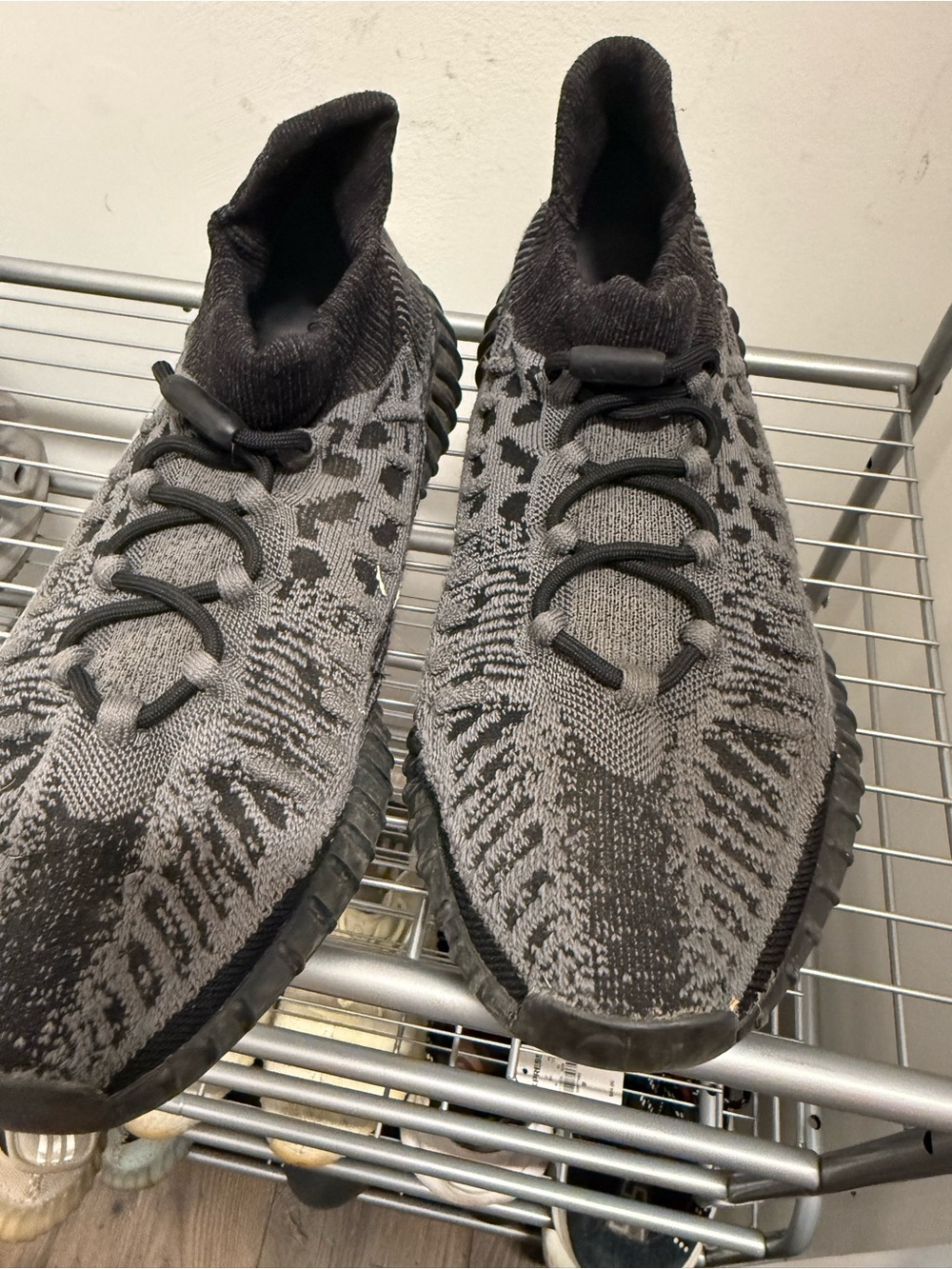 Knit Athletic Slip-On Sneakers in Black & Gray